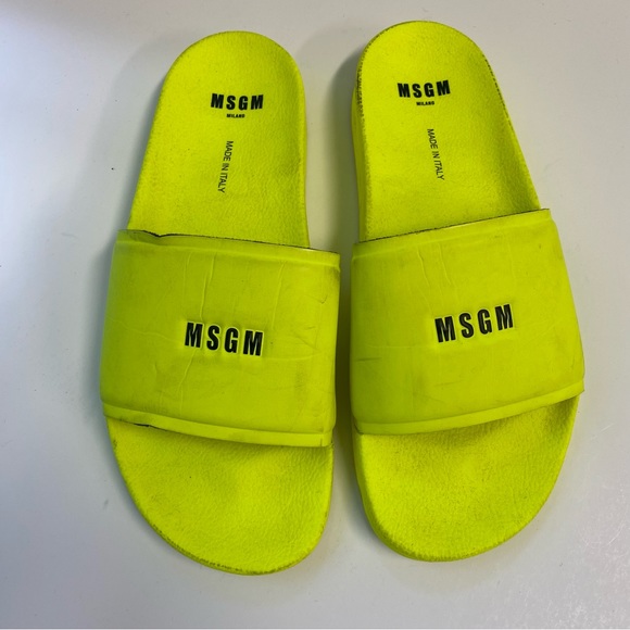 MSGM Men's NEON YELLOW Sandals Size 44/ US 11 - Picture 2 of 10